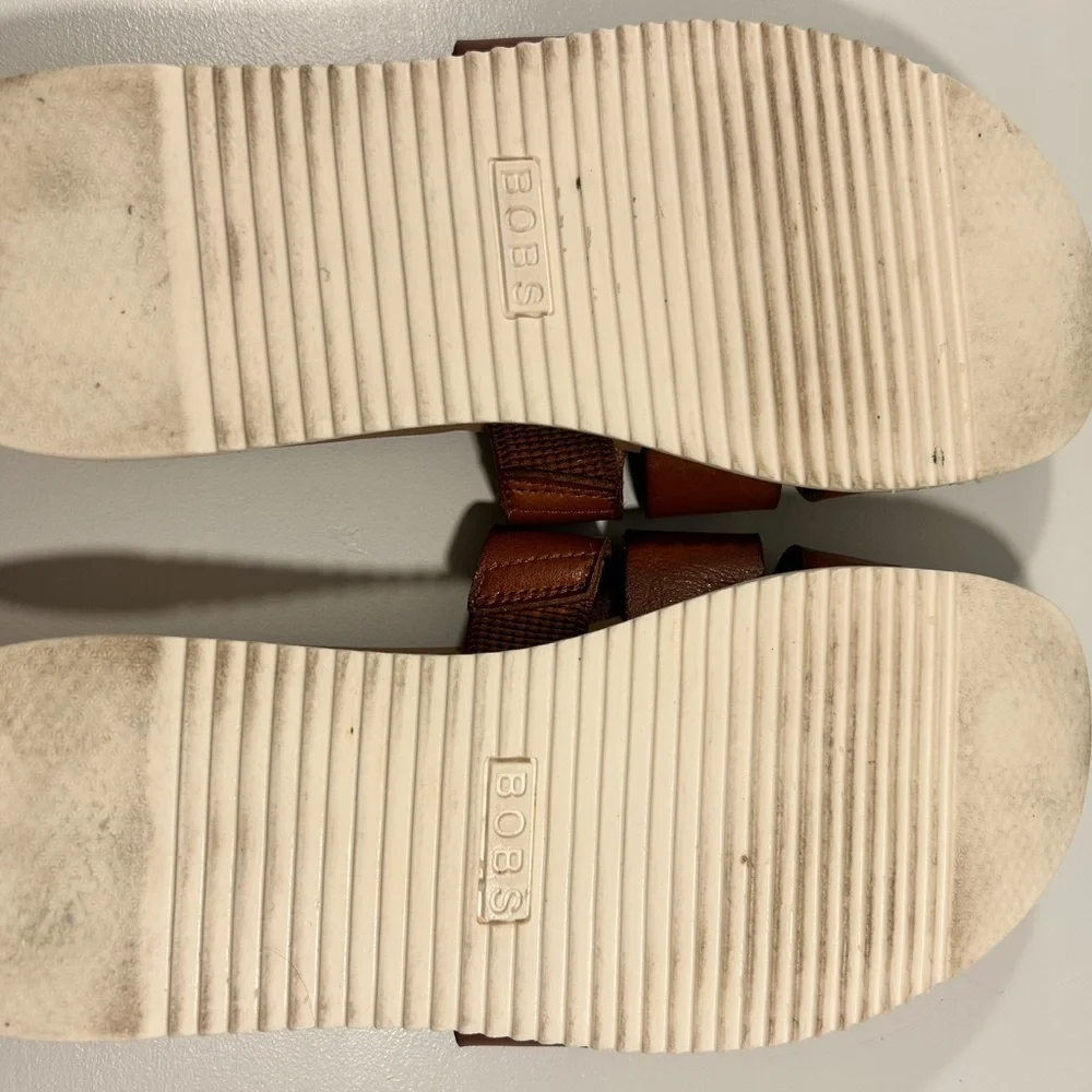 BOBS Skechers Slide Sandals Womens Size 7 Cognac Brown Cutout Comfort Slides - Picture 10 of 11